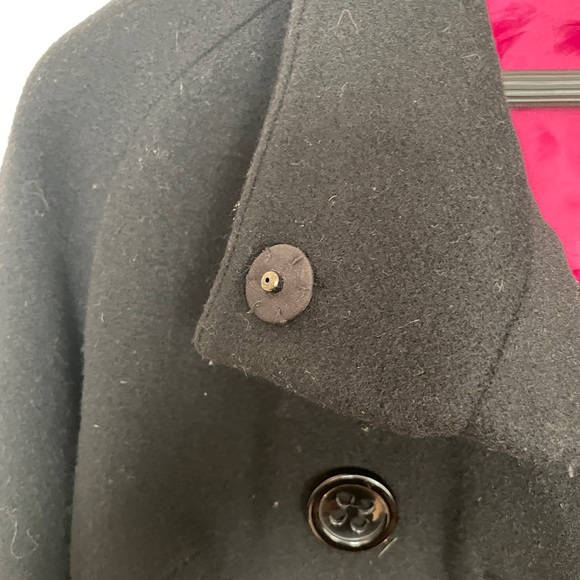 Express Black 3/4 Sleeve Cropped Retro Pea Coat - Picture 4 of 9